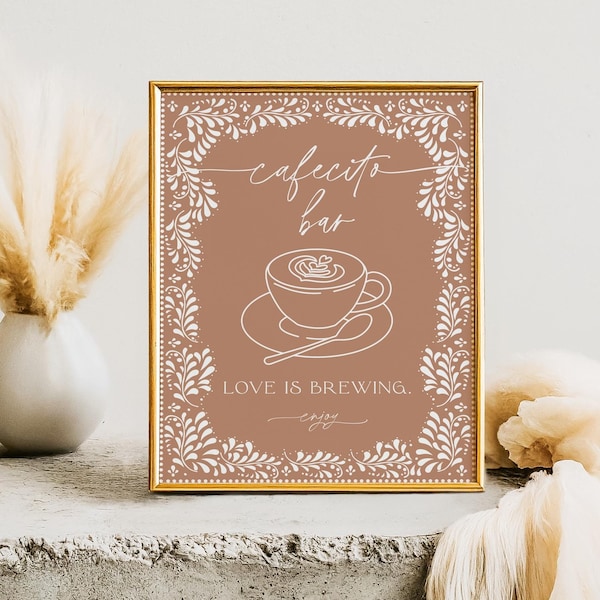 Barro Mexican White Talavera Inspired Cafecito Bar Sign, Coffee Station Sign, Wedding Signs, Birthday, Instant Download, Printable Template