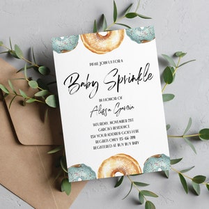 Donut Baby Boy Sprinkle Invitation, Donut Themed Baby Shower Party Invite, Baby Shower For Boys Mobile and Printable Invitation