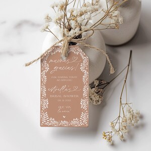 Barro Mexican White Talavera Inspired Bridal Shower Favor Tag, Editable Shower Template, Minimal Elegant Digital Tag, Canva, BST001