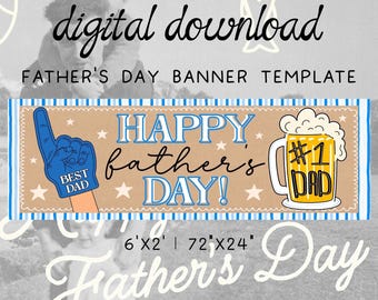 Best Dad Themed Father's Day Banner, Printable Template (Digital Download), Canva