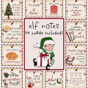 Editable Elf Note Cards, 3x3 Cards, Elves Santa Christmas Party Holiday ...