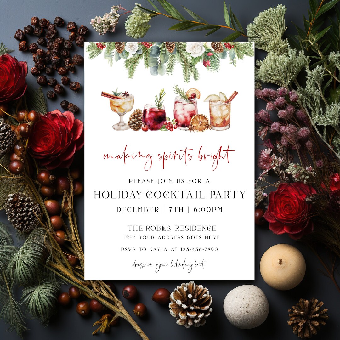 Making Spirits Bright Christmas Invitation, Holiday Party/gathering Invite, Holiday Office Party 