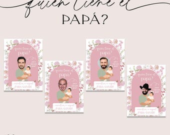 Juego Pink Baby in Bloom: Plantilla editable Quién Tiene El Papá (Descarga Digital)