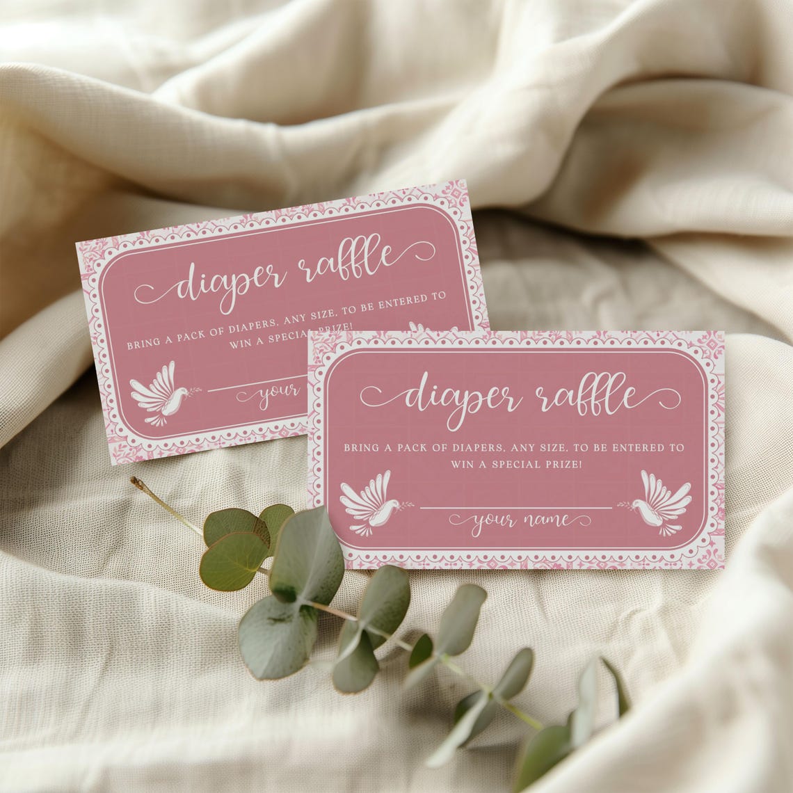 Digital Insert Card Pink Cielito Lindo Baby Shower Diaper Raffle Card, Editable Template ...