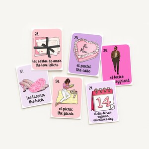 Boho Minimalist Valentine's Loteria, Mexican Loteria, Galentine's, San Valentin, Girls Night, Bilingual, 50 Players, Canva, VL001 imagem 11
