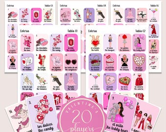 Boho Minimalist Valentine's Loteria, Mexican Loteria, Galentine's, San Valentin, Girls Night, Bilingual, 20 Players, Canva, VL001