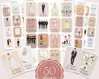 Boho Minimalist Bridal Shower Loteria Game, Mexican Loteria, Neutral Bridal Shower Loteria, Bachelorette Bilingual Loteria 50 Players, BSL02