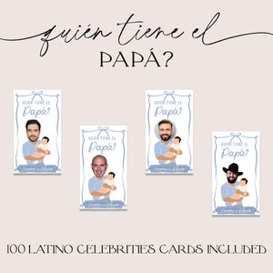 Baby Shower Blanco y Azul Polvoriento Quién Tiene El Papá, Plantilla de Juego Editable, Plantilla Digital, ¿Quién Tiene al Papá del Bebé?, Futuro Papá, Canva