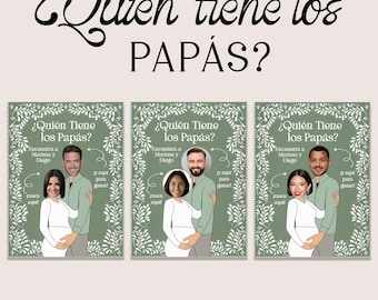 Sage Green Cielito Lindo Baby Shower Game: Quien Tiene Los Papás, Editable (Digital)