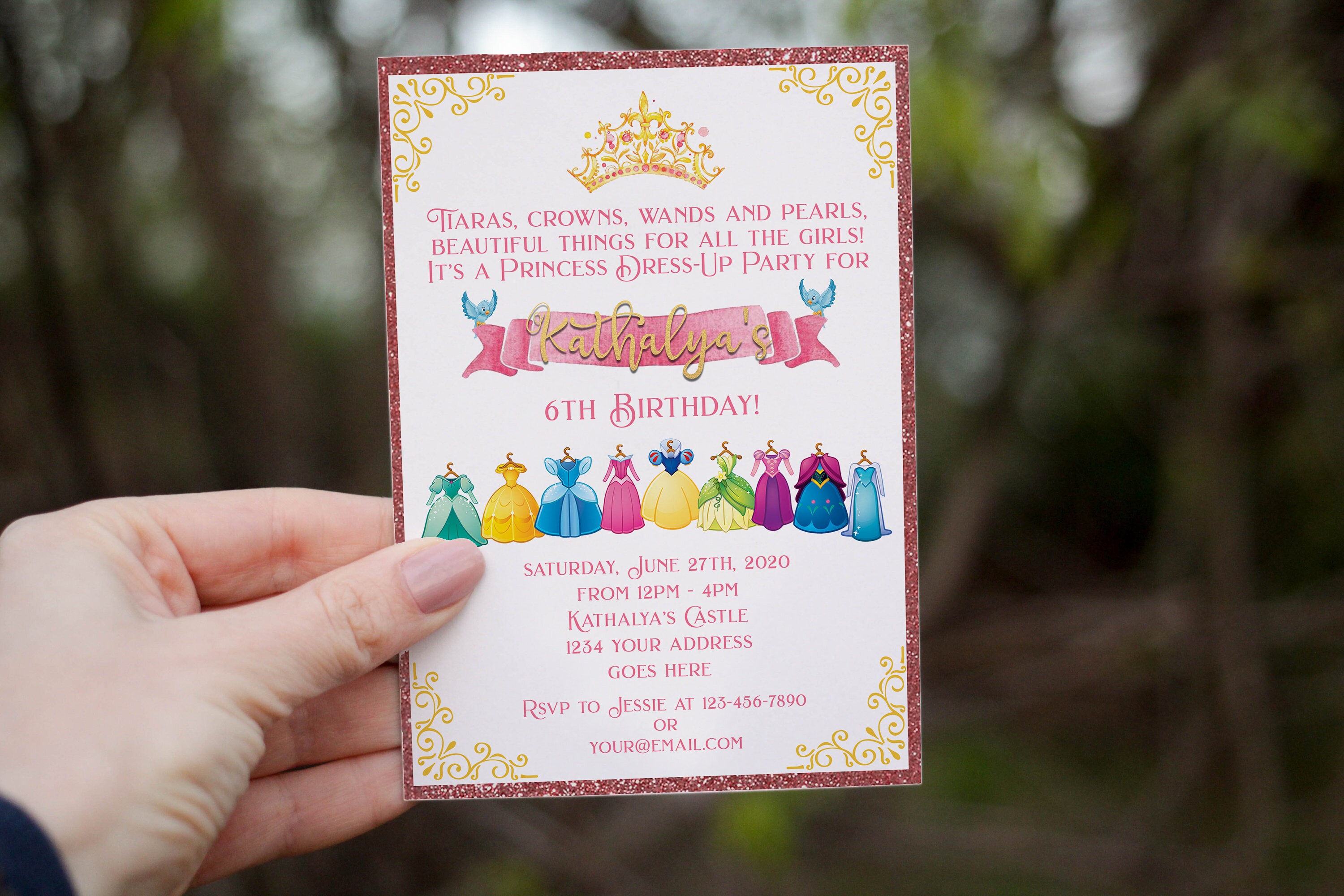 princess dress up invitations Princess Crown Party Invitations