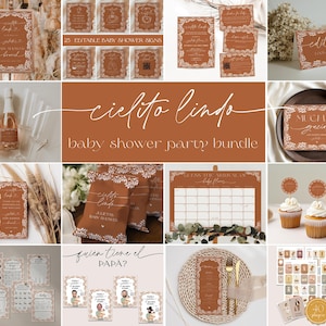 Terracotta Cielito Lindo Mexican Talavera Inspired Baby Shower 24 Items INCLUDED Bundle, Editable Templates, Minimal Elegant, Canva, TCL001