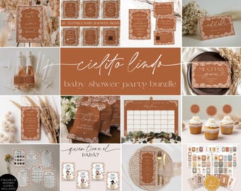 Terracotta Cielito Lindo Mexican Talavera Inspired Baby Shower 24 Items INCLUDED Bundle, Editable Templates, Minimal Elegant, Canva, TCL001