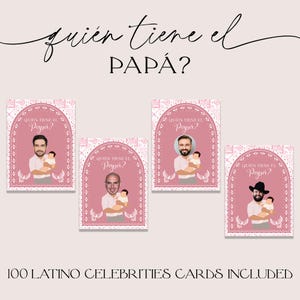 Pink Cielito Lindo Baby Shower Quién Tiene El Papá, modello di gioco modificabile, Hermoso Cariño, Papel Picado, digitale, Canva PCL002