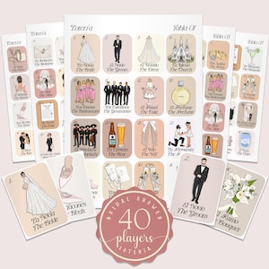 Boho Bridal Shower Loteria Game: Bilingual Mexican Loteria (40 Players) (Digital Download) Canva, BSL02