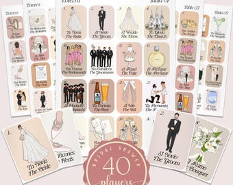 Boho Bridal Shower Loteria Game: Bilingual Mexican Loteria (40 Players) (Digital Download) Canva, BSL02