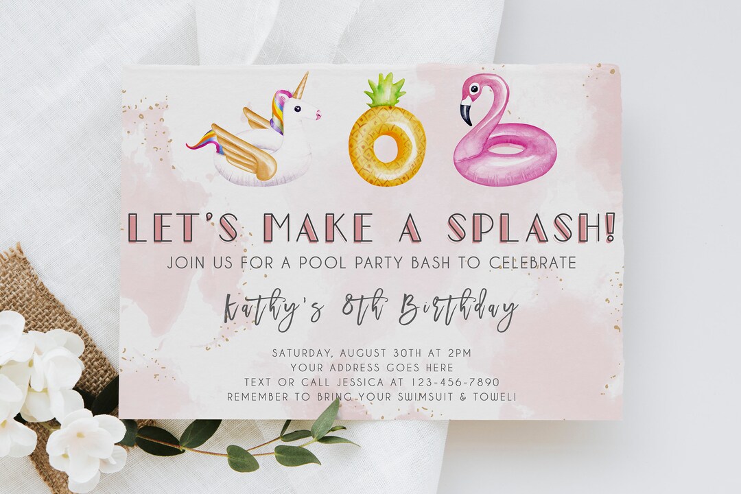 Let'S Make A Splash Pool Party Invitation Fully Editable - Etsy
