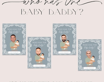 Dusty Blue Cielito Lindo Mexican White Talavera Inspired Baby Shower Who Has The Baby Daddy, Editable Game, Elegant Digital, Canva, DBCL001