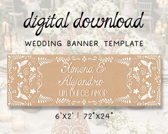 Wedding Banner, Talavera, Papel Picado, Cielito Lindo, Hermoso Cariño, Printable Template (Digital Download), Canva