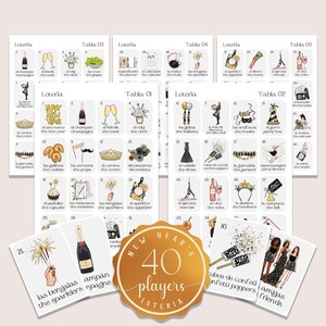 Boho Minimalist New Year's Loteria, Mexican Loteria, Año Nuevo Loteria, Holiday Party Bilingual Loteria 40 Players, 2026, Canva, NYL001
