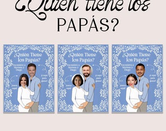 Juego Baby Shower Blue Cielito Lindo: Quién Tiene Los Papás, Editable (Digital)