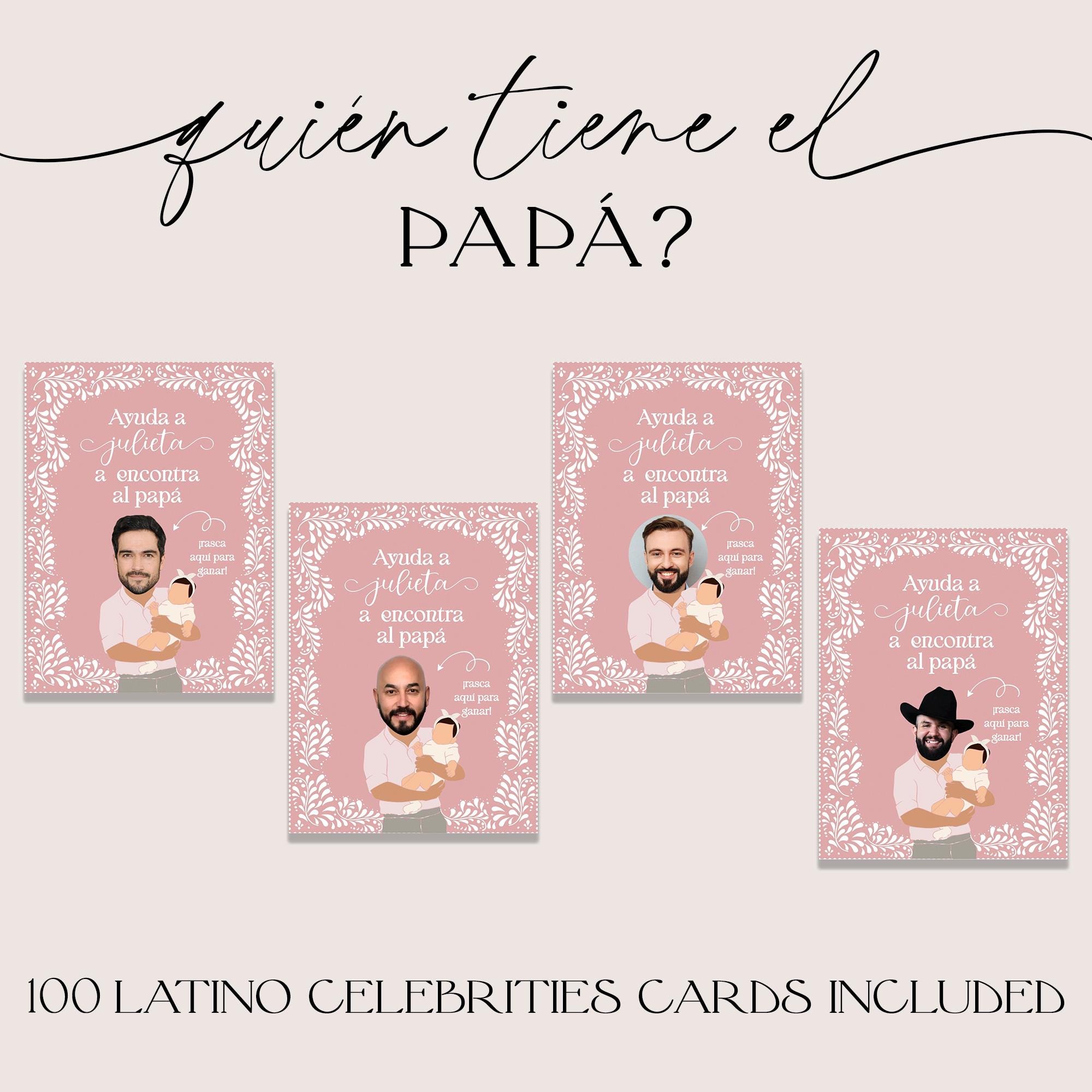 Pink Cielito Lindo Mexican White Talavera Inspired Baby Shower Quién Tiene El Papá, Editable Game Template, Elegant Digital, Canva, CLPT001