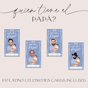 Hand Drawn Dusty Blue Baby Shower Quién Tiene El Papá, Plantilla de Juego Editable, Digital, Who Has the Baby Daddy, Dad-to-Be, En Español, Canva