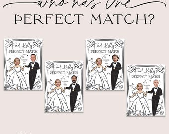 Hand Drawn Whimsical Perfect Match Scratcher Game, Who Has the Groom, Editable Bridal Shower Game, Bachelorette Party Games, Funny, Canva