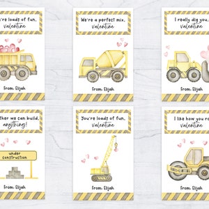 Cartes de Saint-Valentin pour camions de construction, Cartes de Saint-Valentin pour garçons, Cartes de Saint-Valentin pour enfants, Cartes de Saint-Valentin pour la salle de classe