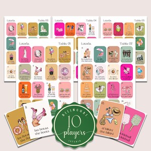 Boho Bachelorette Loteria Game, Mexican Loteria, Bridal Shower Loteria, Bachelorette Bilingual Loteria, Bachelorette Bingo 10 Players, BPL01