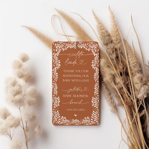 Terracotta Cielito Lindo Mexican White Talavera Inspired Baby Shower Favor Tag, Editable Shower Template, Elegant Digital Tag, Canva, TCL001