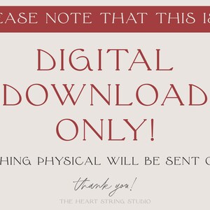 Pode incluir: Um aviso de download digital com o texto "PLEASE NOTE THAT THIS IS A DIGITAL DOWNLOAD ONLY! NOTHING PHYSICAL WILL BE SENT OUT!!" em vermelho sobre um fundo cinza claro. O texto "thank you!" tamb&eacute;m est&aacute; em vermelho na parte inferior da imagem.
