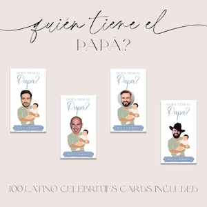 Baby shower bianco e azzurro polvere Chi ha il papà, modello di gioco modificabile, modello digitale, chi ha il papà del bambino, futuro papà, Canva
