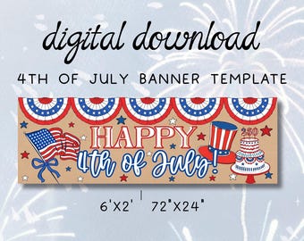Flag 250 Years 4th of July Banner, Printable Template (Digital Download), Canva