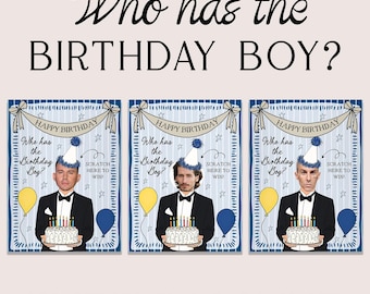 Hand Drawn Who Has the Birthday Boy Scratcher Game, Birthday Party Games, Scratch Off Game (Editable Template) Canva