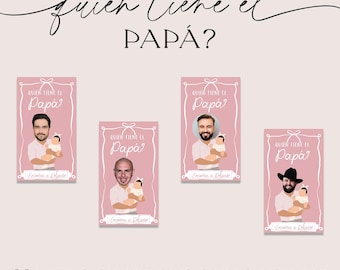 Hand Drawn Dusty Pink Baby Shower Quién Tiene El Papá, Plantilla de Juego Editable, Digital, Who Has the Baby Daddy, Dad-to-Be En Español, Canva