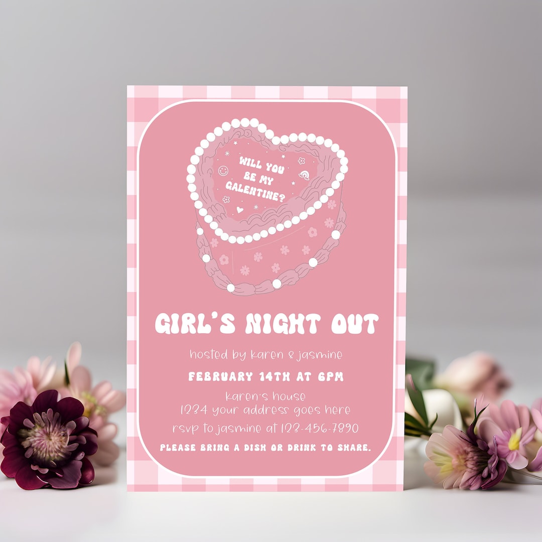 Galentine's Girls Night Out Invitation, Friends Valentine's Party ...