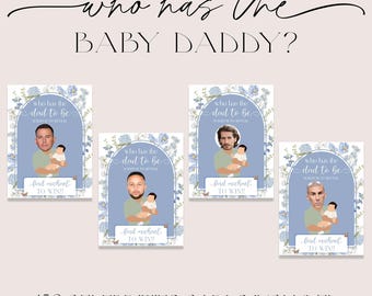 Bebé Azul en Flor: ¿Quién Será Papá?, Baby Shower: ¿Quién Será Papá?, Plantilla de Juego Editable, Elegante Digital, Canva, BBB001