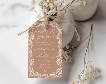 Barro Mexican Talavera Inspired Wedding Favor Tag, Editable Shower Template, Minimal Elegant Digital Template Tag, Canva, BWT001