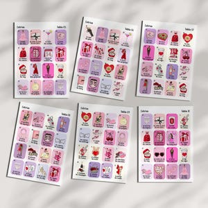 Boho Minimalist Valentine's Loteria, Mexican Loteria, Galentine's, San Valentin, Girls Night, Bilingual, 50 Players, Canva, VL001 imagem 6