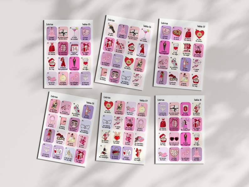Boho Minimalist Valentine's Loteria, Mexican Loteria, Galentine's, San Valentin, Girls Night, Bilingual, 50 Players, Canva, VL001 imagem 6