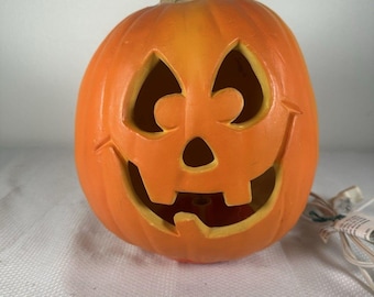 Vtg 1995 Trendmasters Jack O Lantern Pumpkin w Light Classic Halloween Foam Mold, Vintage Halloween Blowmold, Vintage Pumpkin Jack o Lantern