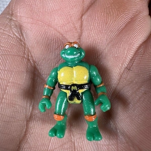 Vintage TMNT Micro Mutants Michelangelo 1&quot; Action Figure Ninja Turtles Playmates, Vintage TMNT Action Figure, Teenage Mutant Ninja Turtles