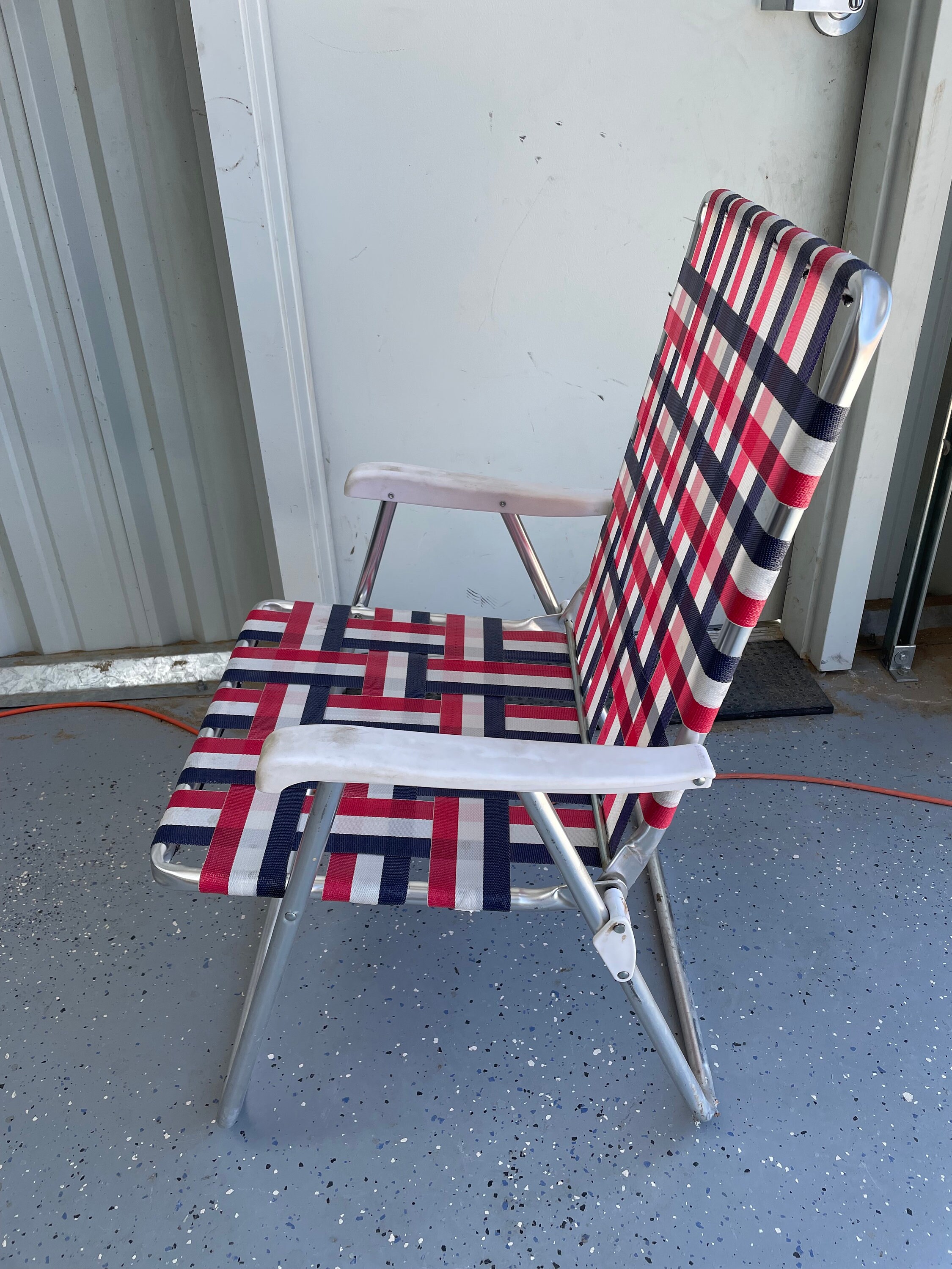 Vintage bed Folding Beach Lawn Chair Tall Plastic Arms Red Etsy