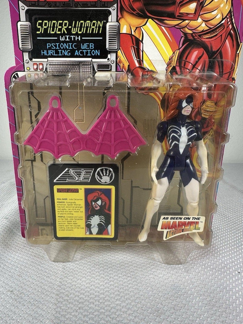Marvel Comics ToyBiz 1995 Iron Man - Spider Woman Figurka akcji Vintage NEW, Vintage Marvel Figurka akcji, Figurka akcji Iron Man zdjęcie 3