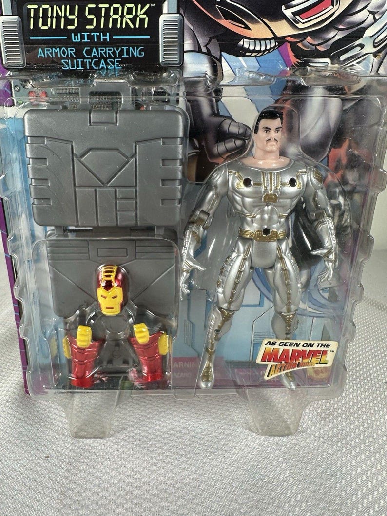 Marvel Comics ToyBiz 1995 Iron Man - Tony Stark Armor Suit Case Action Figure, Vintage Marvel Action Figure, Iron Man Action Figure image 3