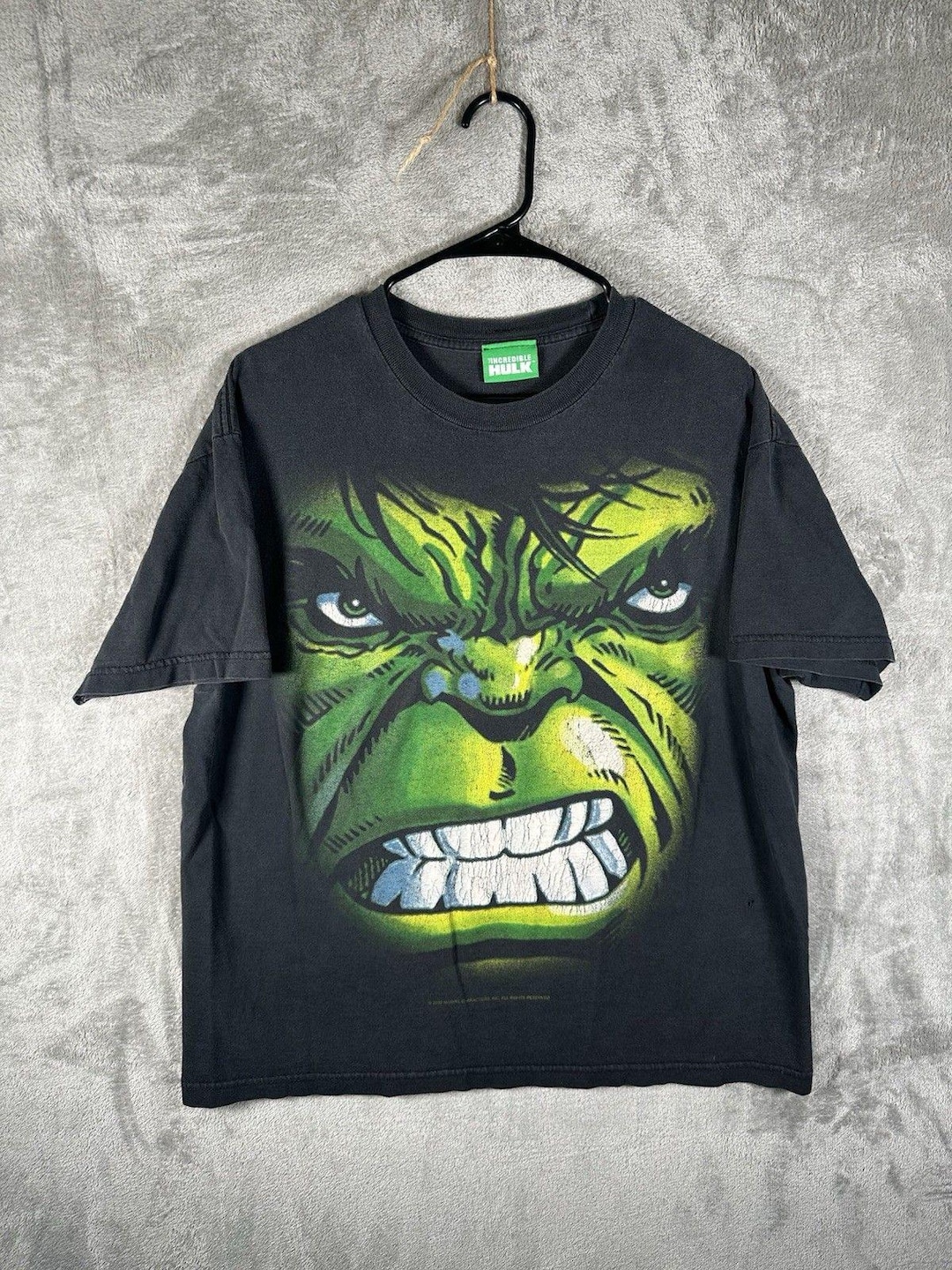 Marvel the Incredible Hulk 2008 T-shirt Mens Medium Black Green Face ...