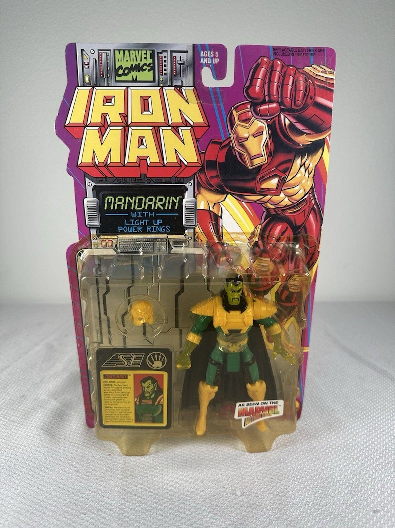 Marvel Comics ToyBiz 1995 Iron Man - Mandarin Light Up Action Figure Vintage NEW, Vintage Marvel Action Figure, Iron Man Action Figure image 1