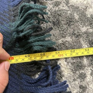 VTG Pendleton Green Blue Plaid Wool Blanket Throw Fringe Made in USA 64x50", Vintage Pendleton Wool Blanket, Pendleton Throw Blanket image 8