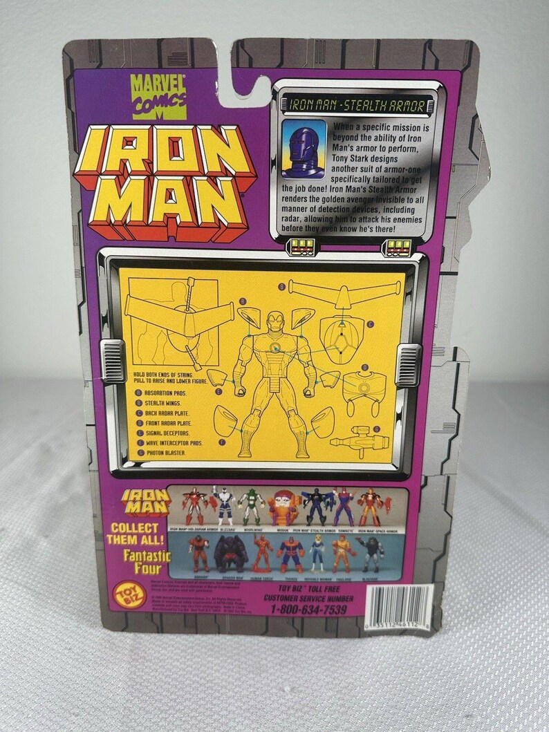 Vintage Marvel Comics ToyBiz 1995 Iron Man - Stealth Armor Action Figure , Vintage Marvel Action Figure, Iron Man Action Figure image 6