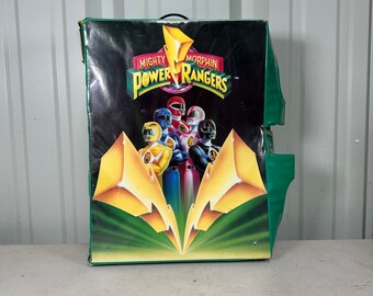 Vintage Mighty Morphin Power Rangers Action Figure Carrying Case Green & Yellow w/ Stickers, Vintage Power Rangers Action Figure